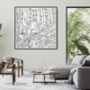 Framed Chicago L Train Canvas Wall Art - Square - Living Room - Light