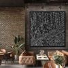 Framed Chicago L Train Canvas Wall Art - Square - Restaurant - Light
