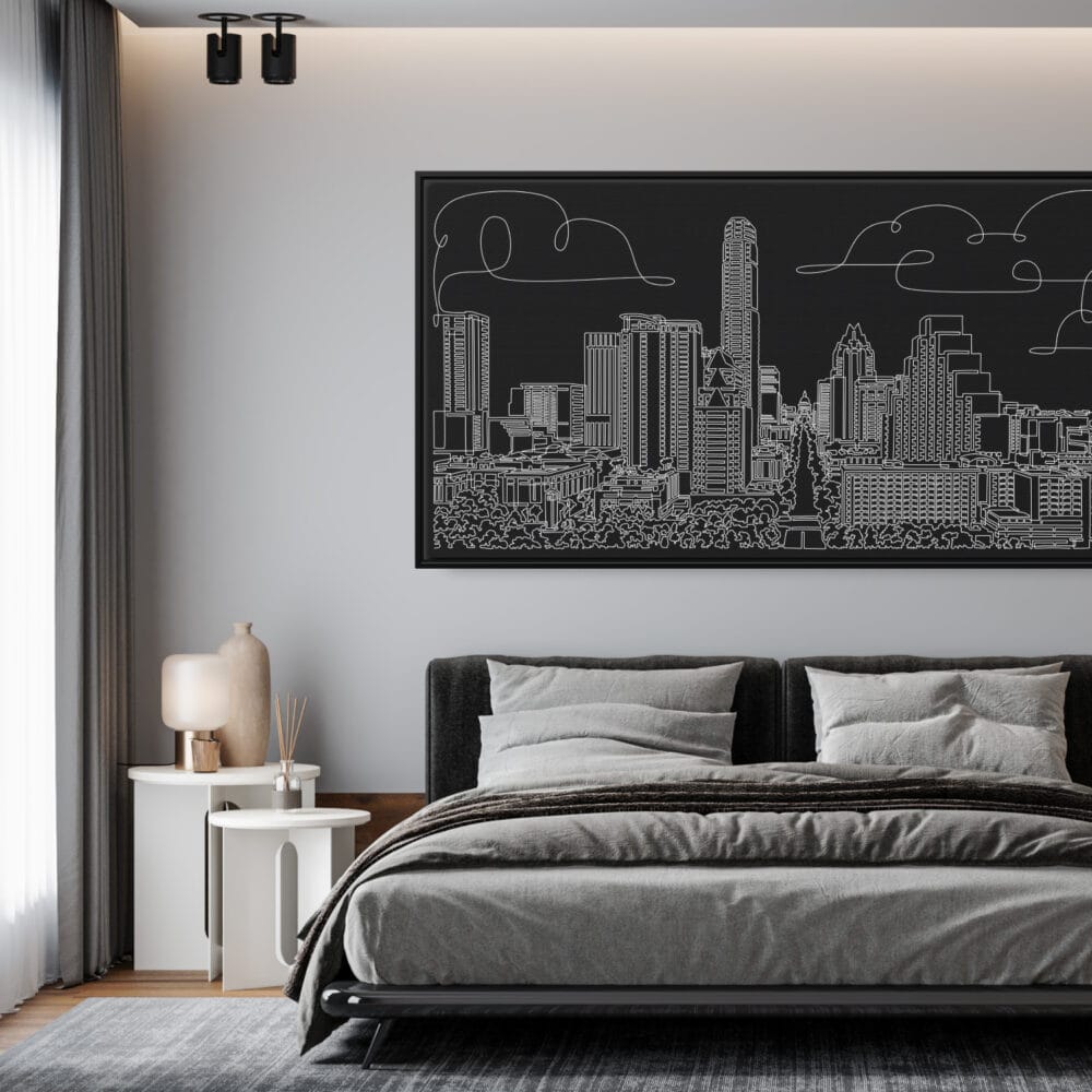 Austin Texas Panorama Canvas Print - Hotel - Dark Austin Texas Panorama Canvas Print - Hotel - Dark