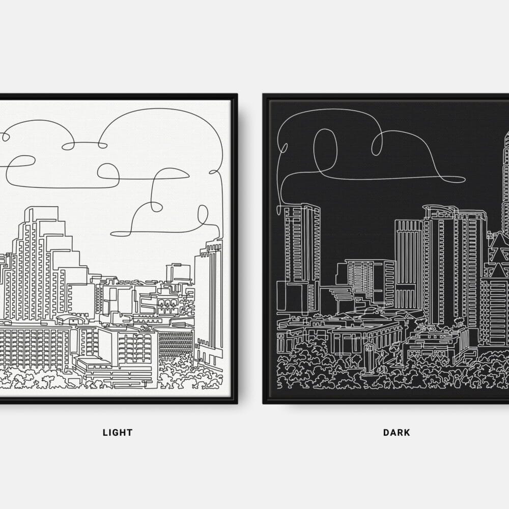 Framed Austin Texas Canvas Wall Art - Pano - Color Selection Framed Austin Texas Canvas Wall Art - Pano - Color Selection