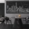 Framed Austin Texas Canvas Wall Art - Pano - Kitchen - Dark
