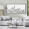 Framed Austin Texas Canvas Wall Art - Pano - Living Room - Light