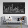 Framed Austin Texas Canvas Wall Art - Panorama - Living Room - Dark