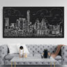 Framed Austin Texas Canvas Wall Art - Panorama - Main - Dark
