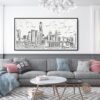 Framed Austin Texas Canvas Wall Art - Square - Living Room - Light