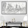 Framed Los Angeles Skyline Canvas Wall Art - Pano - Chairs