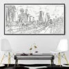 Framed Los Angeles Skyline Canvas Wall Art - Pano - Chairs