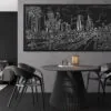 Framed Los Angeles Skyline Canvas Wall Art - Pano - Kitchen - Dark