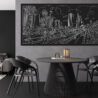 Framed Los Angeles Skyline Canvas Wall Art - Pano - Kitchen - Dark