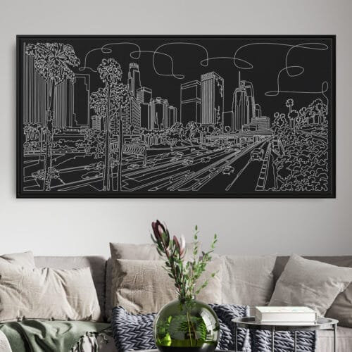Los Angeles One Line Drawing - Extra Large Canvas Print