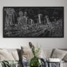 Framed Los Angeles Skyline Canvas Wall Art - Pano - Living Room - Main - Dark