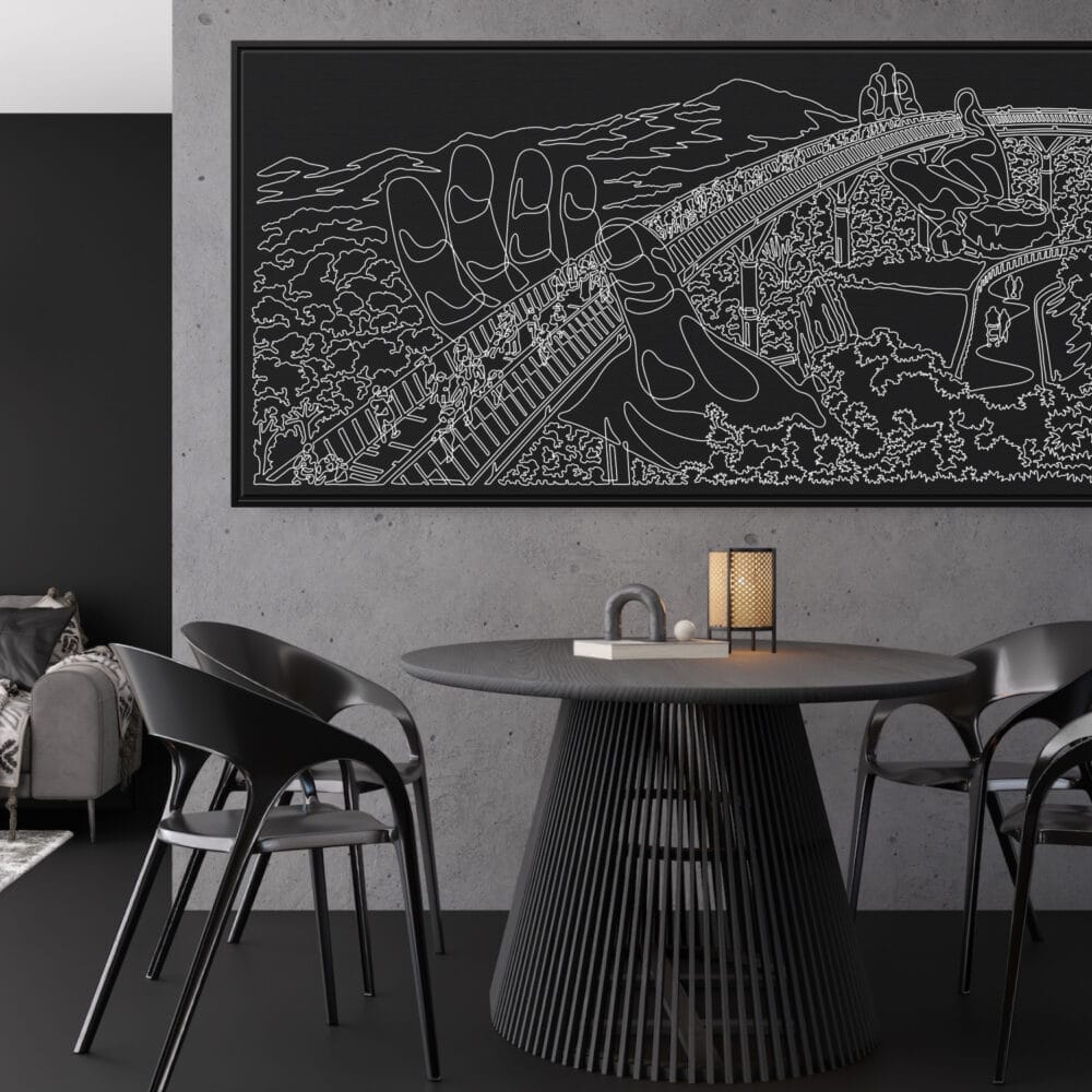 Framed Vietnam Bana Hills Canvas Wall Art - Pano - Kitchen - Dark Framed Vietnam Bana Hills Canvas Wall Art - Pano - Kitchen - Dark