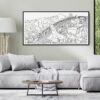 Framed Vietnam Canvas Wall Art with Golden Bridge - Pano - Living Room - Light