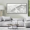 Framed Vietnam Canvas Wall Art with Golden Bridge - Pano - Living Room - Light