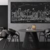 Framed Tokyo Skyline Canvas Wall Art - Pano - Kitchen - Dark