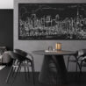 Framed Tokyo Skyline Canvas Wall Art - Pano - Kitchen - Dark