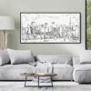 Framed Tokyo Skyline Canvas Wall Art - Pano - Living Room - Light