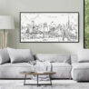 Framed Tokyo Skyline Canvas Wall Art - Pano - Living Room - Light