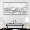 Framed Tokyo Skyline Canvas Wall Art - Panorama - Chairs - Light