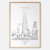 Framed Windy City Chicago Art Print - Main - Light - Portrait