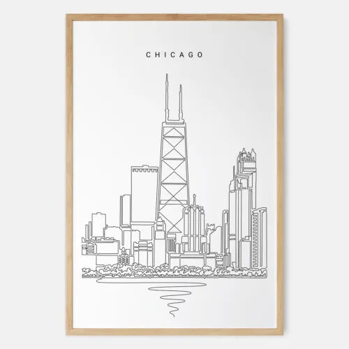 Framed Windy City Chicago Art Print - Main - Light - Portrait