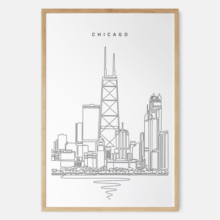 Framed Windy City Chicago Art Print - Main - Light - Portrait