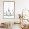 Framed Windy City Chicago Wall Art for Dressing Room - Portrait