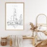 Framed Windy City Chicago Wall Art for Dressing Room - Portrait