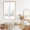 Framed Windy City Chicago Wall Art for Dressing Room - Portrait