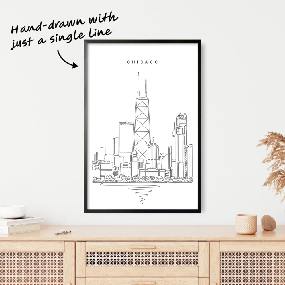 Windy City Chicago One Line Drawing Windy City Chicago One Line Drawing