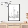 Windy City Chicago One Line Drawing