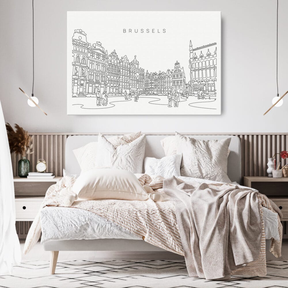Brussels Belgium Stretched Canvas - Bed Room - Light Brussels Belgium Stretched Canvas - Bed Room - Light
