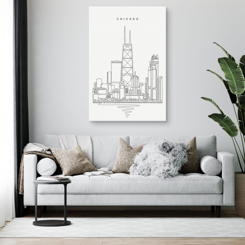 Chicago John Hancock Tower Canvas Art Print for Living Room- Portrait - Dark-1 Chicago John Hancock Tower Canvas Art Print for Living Room- Portrait - Dark-1