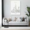 Chicago John Hancock Tower Canvas Art Print for Living Room- Portrait - Dark-1