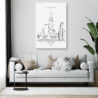 Chicago John Hancock Tower Canvas Art Print for Living Room- Portrait - Dark-1
