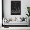 Chicago John Hancock Tower Canvas Art Print for Living Room- Portrait - Dark