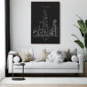 Chicago John Hancock Tower Canvas Art Print for Living Room- Portrait - Dark