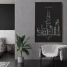 Chicago John Hancock Tower Canvas Art Print - w Lounge Chair - Portrait - Dark