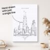 Chicago John Hancock Tower One Line Drawing Wall Art