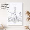 Chicago John Hancock Tower One Line Drawing Wall Art