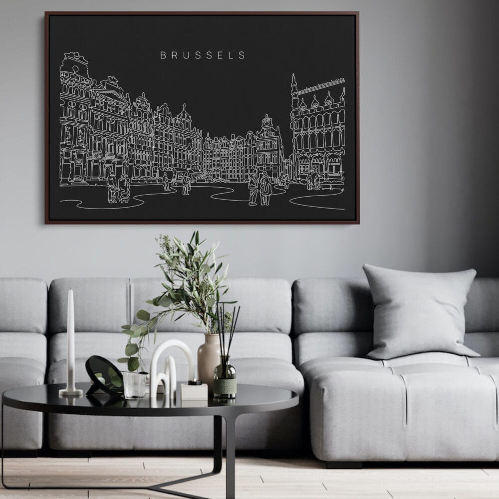 Framed Brussels Belgium Canvas Art Print - Living Room - Dark Framed Brussels Belgium Canvas Art Print - Living Room - Dark