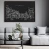 Framed Brussels Belgium Canvas Art Print - Living Room - Dark