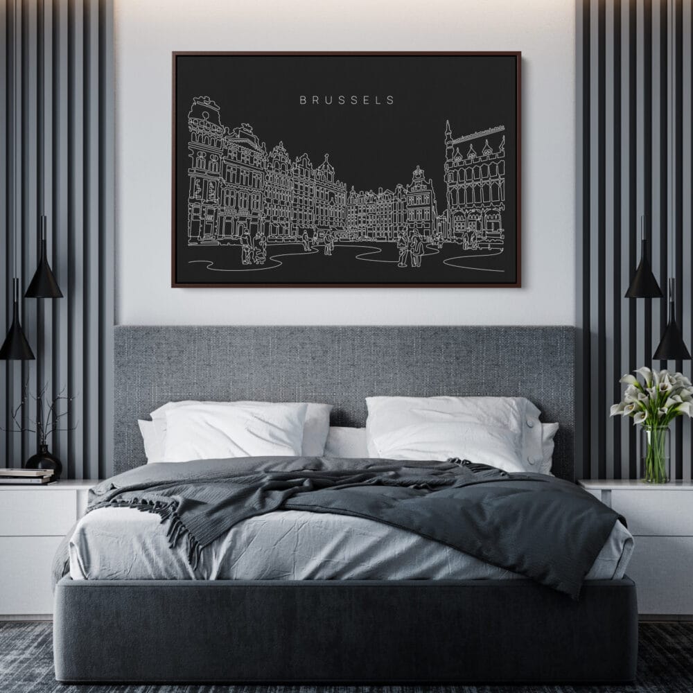 Framed Brussels Belgium Canvas Print - Hotelroom - Dark Framed Brussels Belgium Canvas Print - Hotelroom - Dark