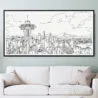 Framed Seattle Canvas Wall Art - Pano - Main - Light