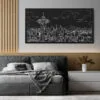 Framed Seattle Skyline Canvas Art print - Hotel Room