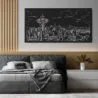 Framed Seattle Skyline Canvas Art print - Hotel Room
