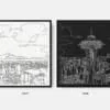 Framed Seattle Skyline Canvas Wall Art - Pano - Color Selection