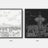 Framed Seattle Skyline Canvas Wall Art - Pano - Color Selection