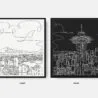 Framed Seattle Skyline Canvas Wall Art - Pano - Color Selection