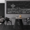 Framed Seattle Skyline Canvas Wall Art - Pano - Kitchen - Dark